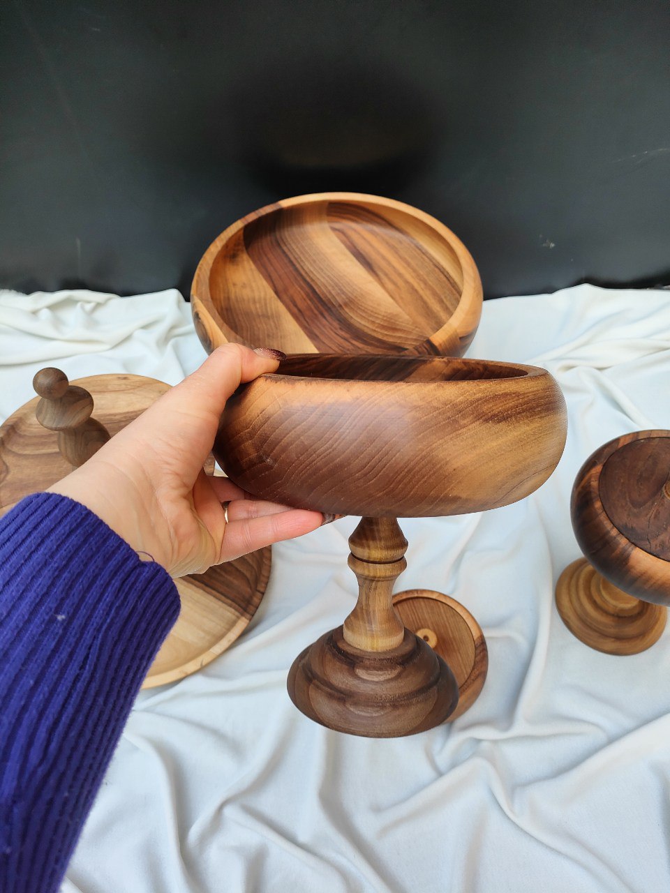 آجیل خوری گردو پایه چوبی