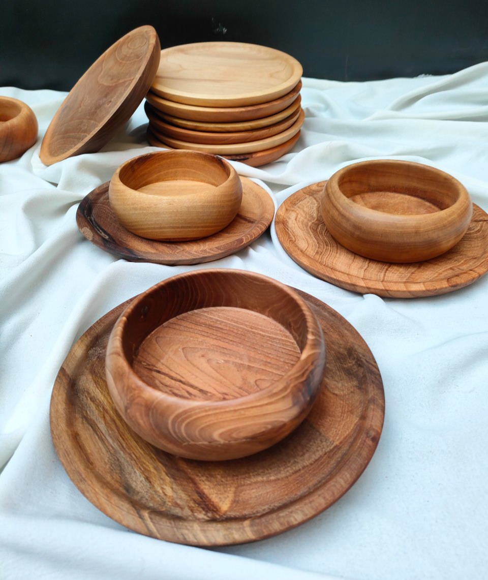 ست ۶ عددی پیش دستی و کاسه چوب گردو