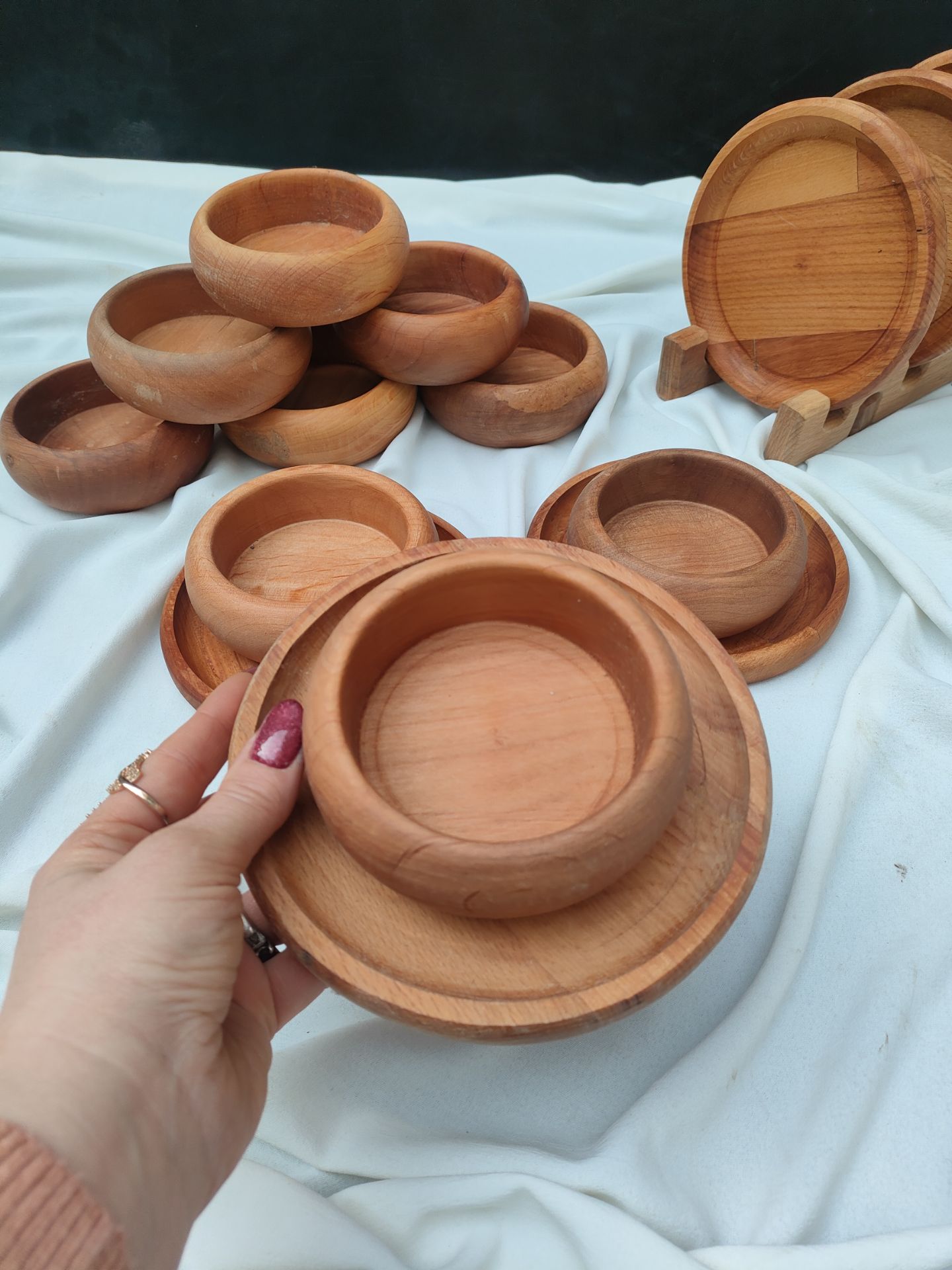 ست ۶ عددی کاسه و پیش دستی چوبی کد ۰۱